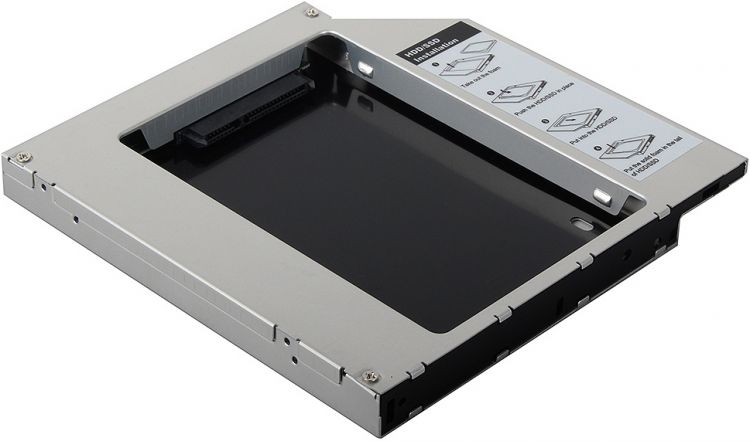 Переходник AgeStar SSMR2S для установки HDD/SSD 2,5" вместо DVD slim, высота 9,5 мм (Адаптер - MiniSATA (7 + 6 pin), HDD - SATA (7 + 15 pin), 127x127x
