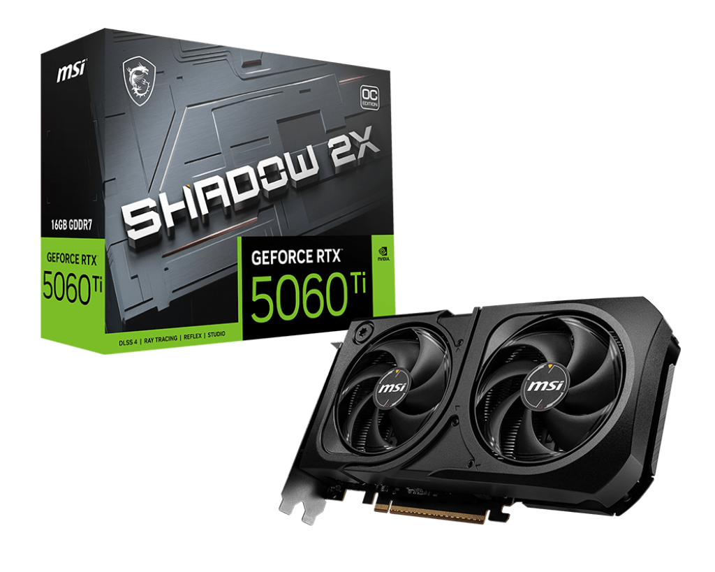 Видеокарта MSI GeForce RTX 5060 Ti 16G SHADOW 2X OC PLUS