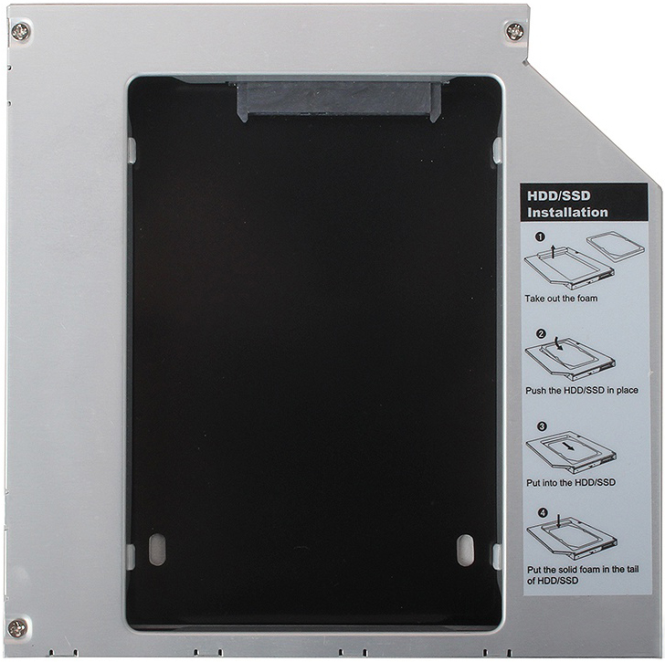 Переходник AgeStar SSMR2S для установки HDD/SSD 2,5" вместо DVD slim, высота 9,5 мм (Адаптер - MiniSATA (7 + 6 pin), HDD - SATA (7 + 15 pin), 127x127x