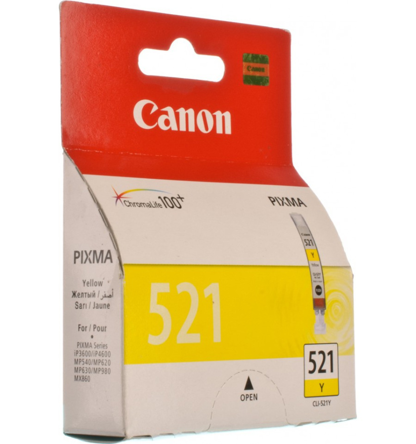 Картридж Canon CLI-521Y (yellow, до 510 стр) для iP3600/4600 MP540/620/630/980