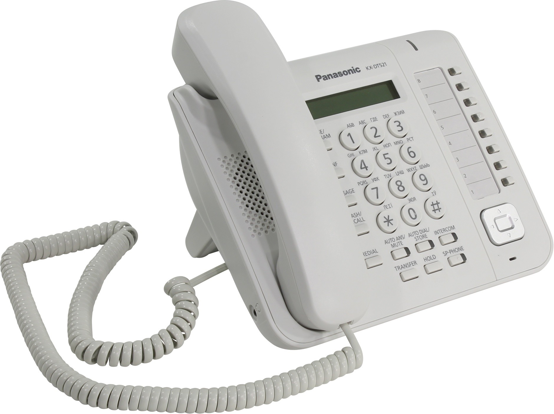 Уцененный товар телефон Системный Panasonic KX-DT521RU-W (белый) [ KX-DT521RU-W ] (вскрыта упаковка, заполнен гарю талон, ЖК-дисплей (1 строка),спикер
